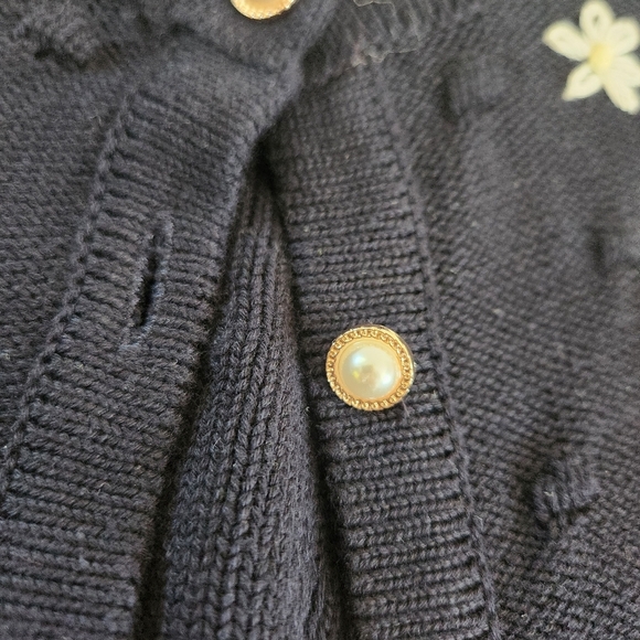 Heartloom X Revolve Bea Cardi Sweater Floral Embroidered Navy Size XS Preppy - Picture 8 of 11